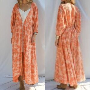 Jen’s Pirate Booty Ashbury Swirl Maiden Robe Eyelet Apricot Dress Kimono Duster